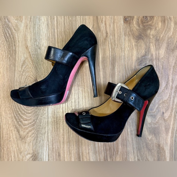 Massimo Dogama Black Suede Platform Mary Jane Heels Made in Italy EU 41 - Picture 5 of 8